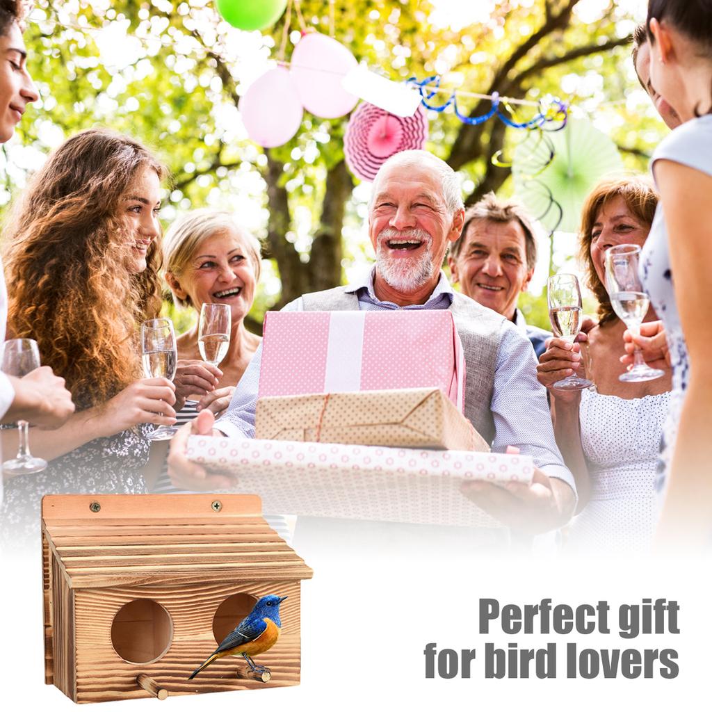 Wood Bird House Nest Birds Breeding Box 1/2 Holes Hanging Bird House Parrot Breeding Decorative Cages Pet Accessories for Home