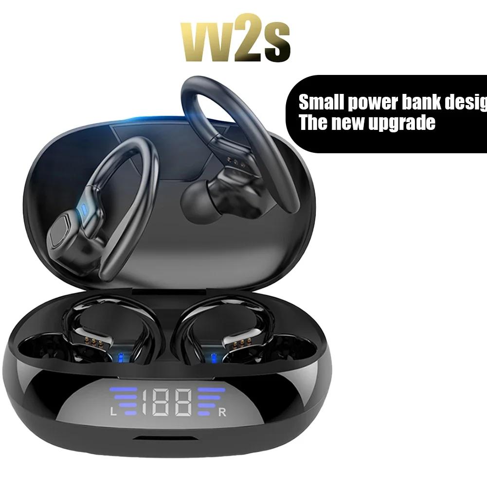 VV2 TWS Bluetooth Earphones With Microphones Sports Wireless Waterproof Earphones 5.0 Charging Compartment Ear-hook Earphones