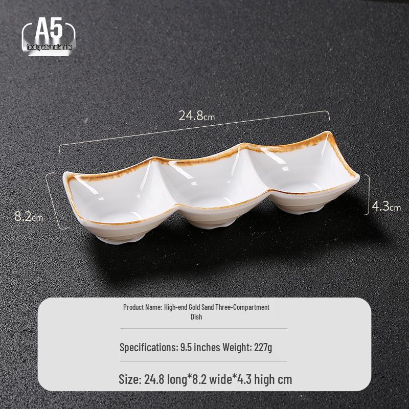 Melamine Dual-Compartment Dipping & Sauce Dish - Imitation Porcelain Tableware for Hot Pot & Barbecue