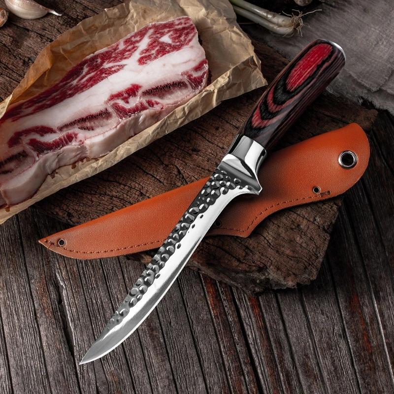 Stainless Steel Kitchen Knives Butcher Boning Knife with Sheath Sharp Chef Meat Cleaver Fish Sushi Cutter Cooking for Household