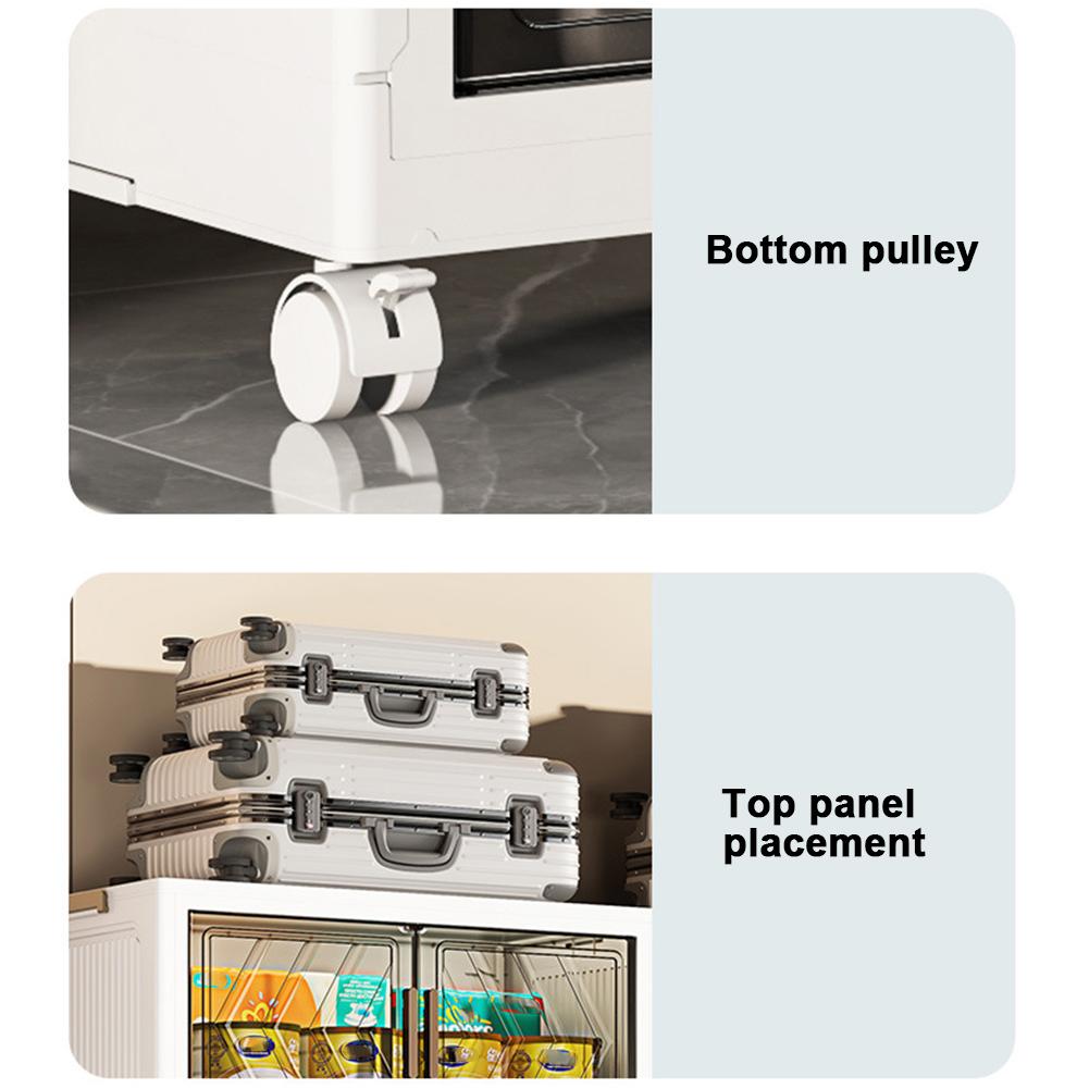 4 Tier Plastic Storage Containers with Doors & Wheels Collapsible Storage Bins Stackable Closet Organizers for Home Office Dorm