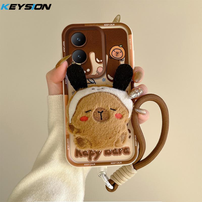 

KEYSION Милый 3D мультяшный плюшевый чехол для VIVO Y17S 4G со шнурком Мягкий силиконовый противоударный чехол для телефона VIVO Y17S for VIVO Y17S