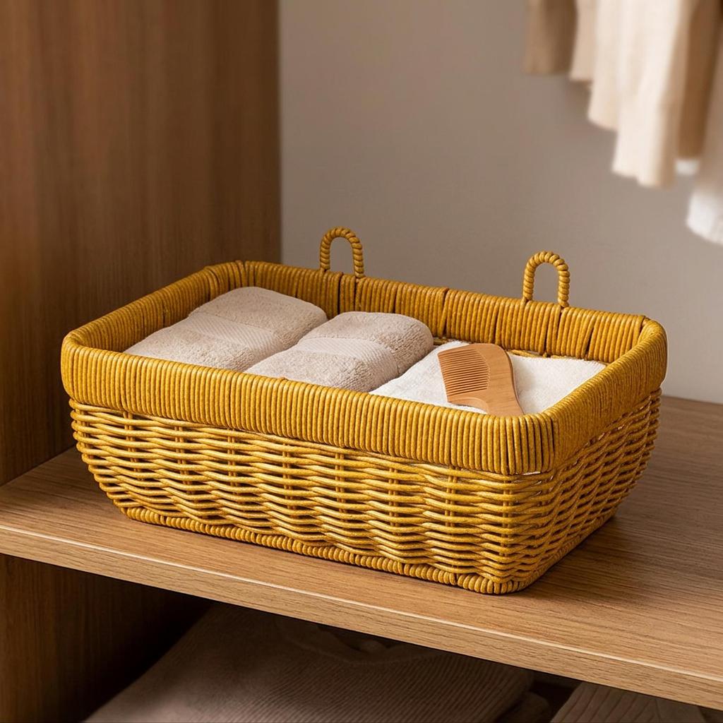 Wall Basket with Arched Handle Natural for Bathroom