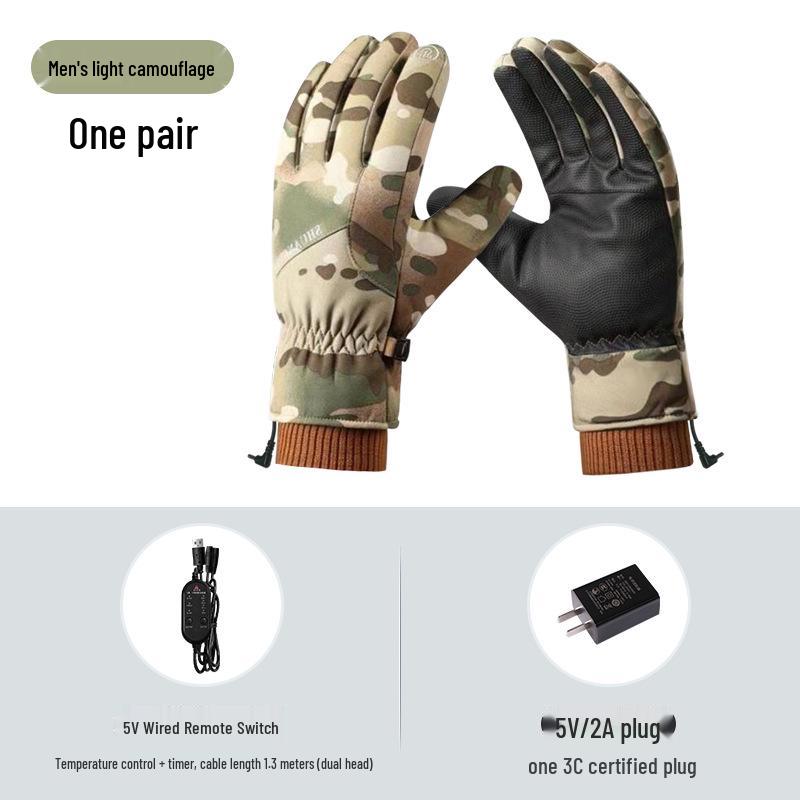 USB Heated Gloves: Winter Warmth with Thick Velvet, Cold-Resistant Motorcycle Riding Power Bank Heating