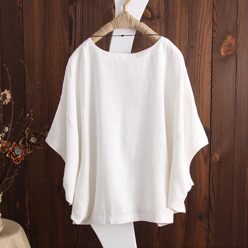 T-shirt Casual da Donna in Cotone e Righe con Maniche a Strati e Spalle Taglia L Nuova