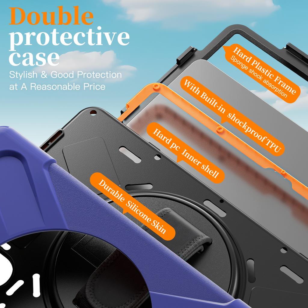 Kickstand Case for iPad 9.7-inch (2018)/(2017)/iPad Pro 9.7 Inch (2016)/iPad Air 2 PC + Silicone