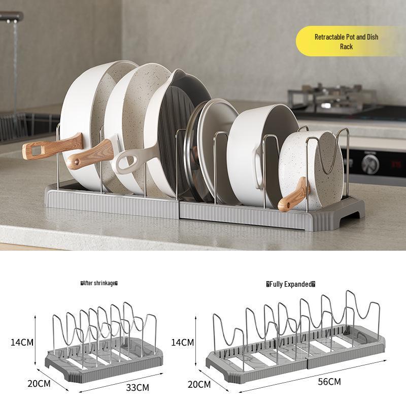 Telescopic Multi-Function Kitchen Rack for Pots, Lids, and Plates