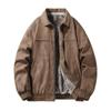 Men's Fleece-Lined Leather Jacket: Warm, Windproof, Versatile Winter Coat with Turn-Down Collar
