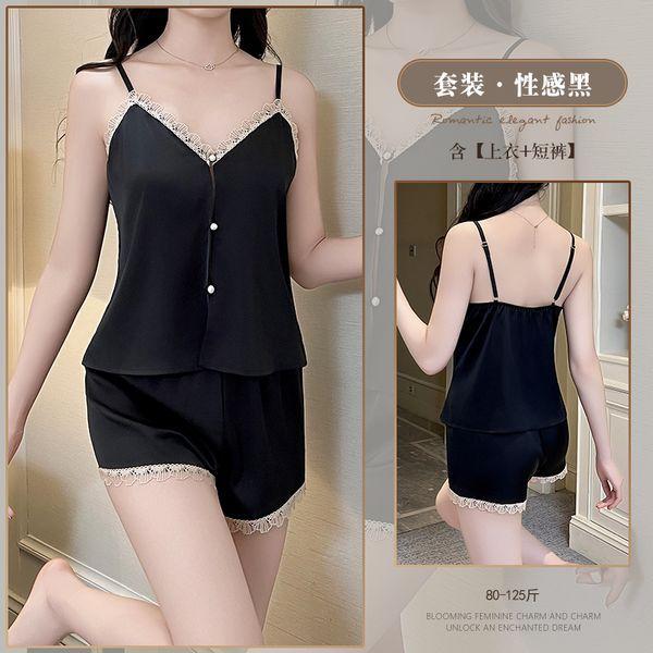 Sexy ice silk suspender two-piece set, pure desire style new clothes are now available. M