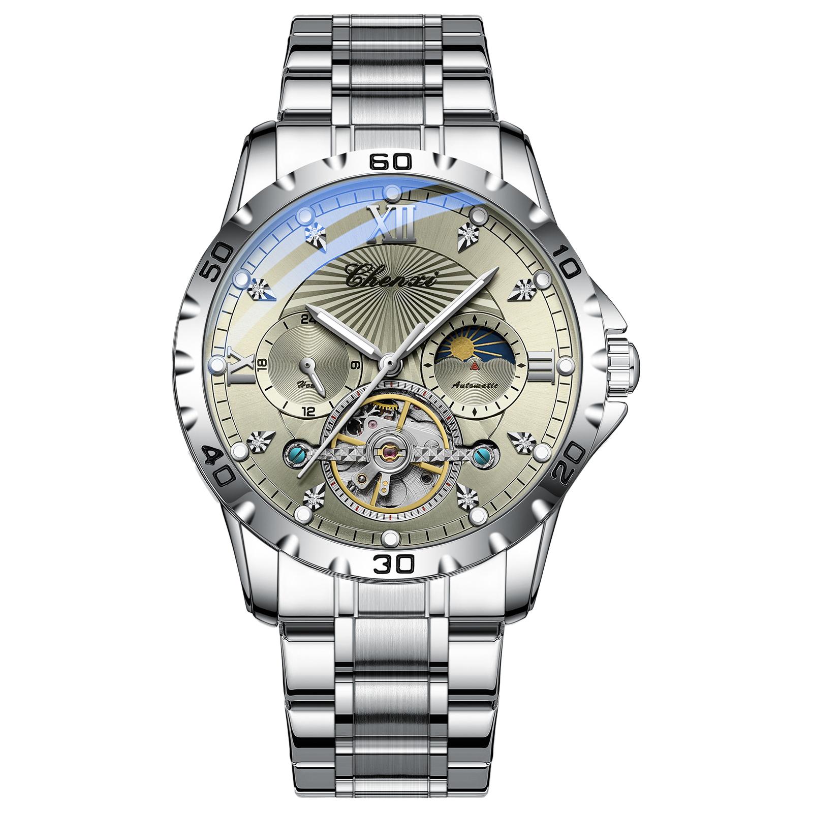 

Men Flywheel Watches Luxury Fashion Business Wristwatch Mens Waterproof Mechanical Automatic Watch Montre Homme Relogios Masculino серый