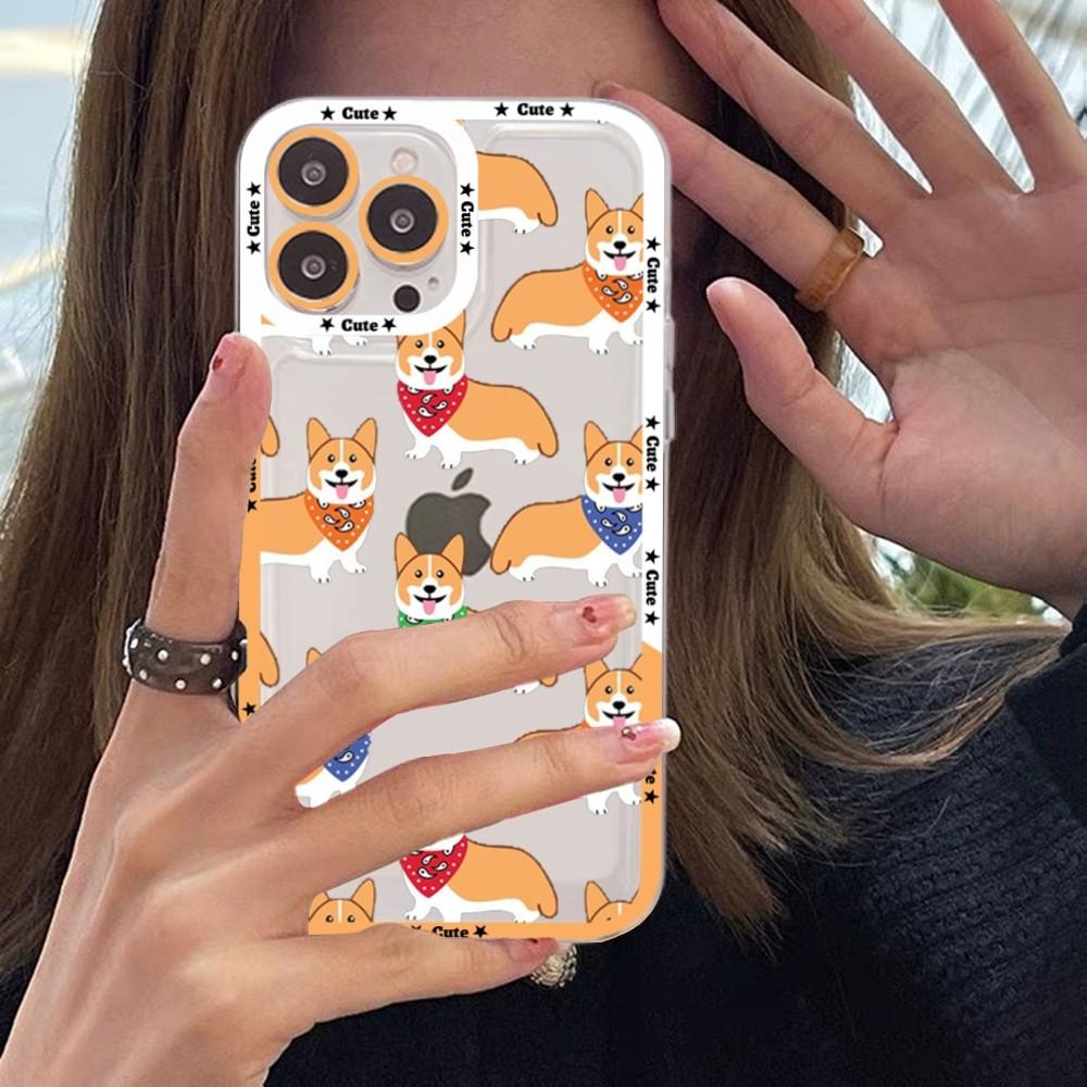 Cute Cartoon Corgi Phone Case For iPhone 15 14 13 12 11 Pro Max XS X XR Mini Protective Cover