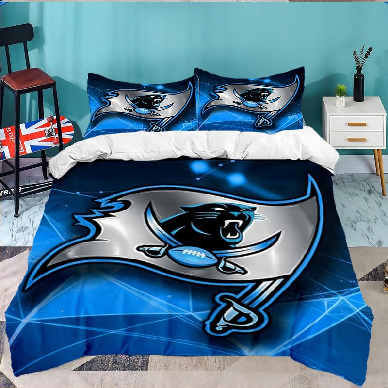 Panthers Helmet 3pcs Bedding Set,Including 1pc Duvet Cover And 2pcs Pillowcases Perfect Gift for Christmas,Ideal for Bedroom, Dormitory