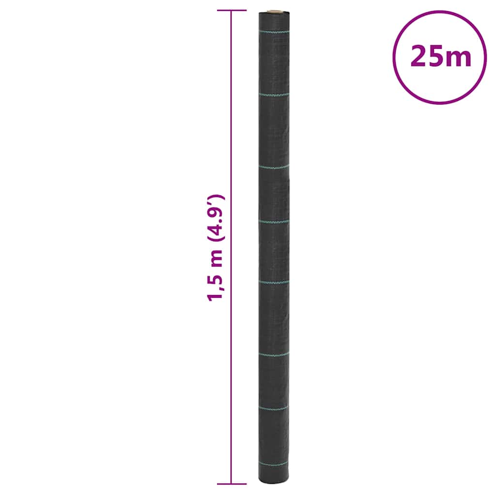 Vidaxl Agrowłóknina Antychwastowa, Czarna, 1,5X25 M, Pp