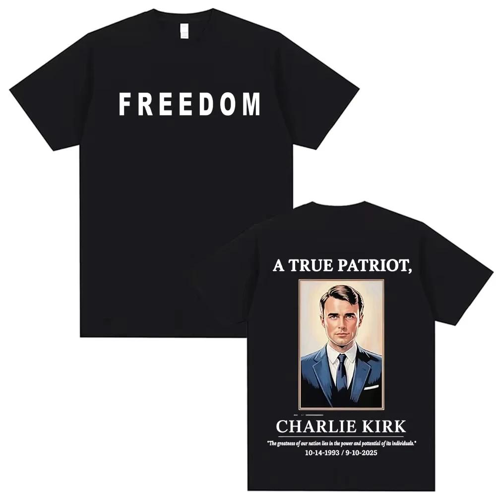 Charlie Kirk A True Patriot Vintage Tshirts Men Women Harajuku Classic Short Sleeve T Shirt Summer Fashion Comfort Tshirt Tops