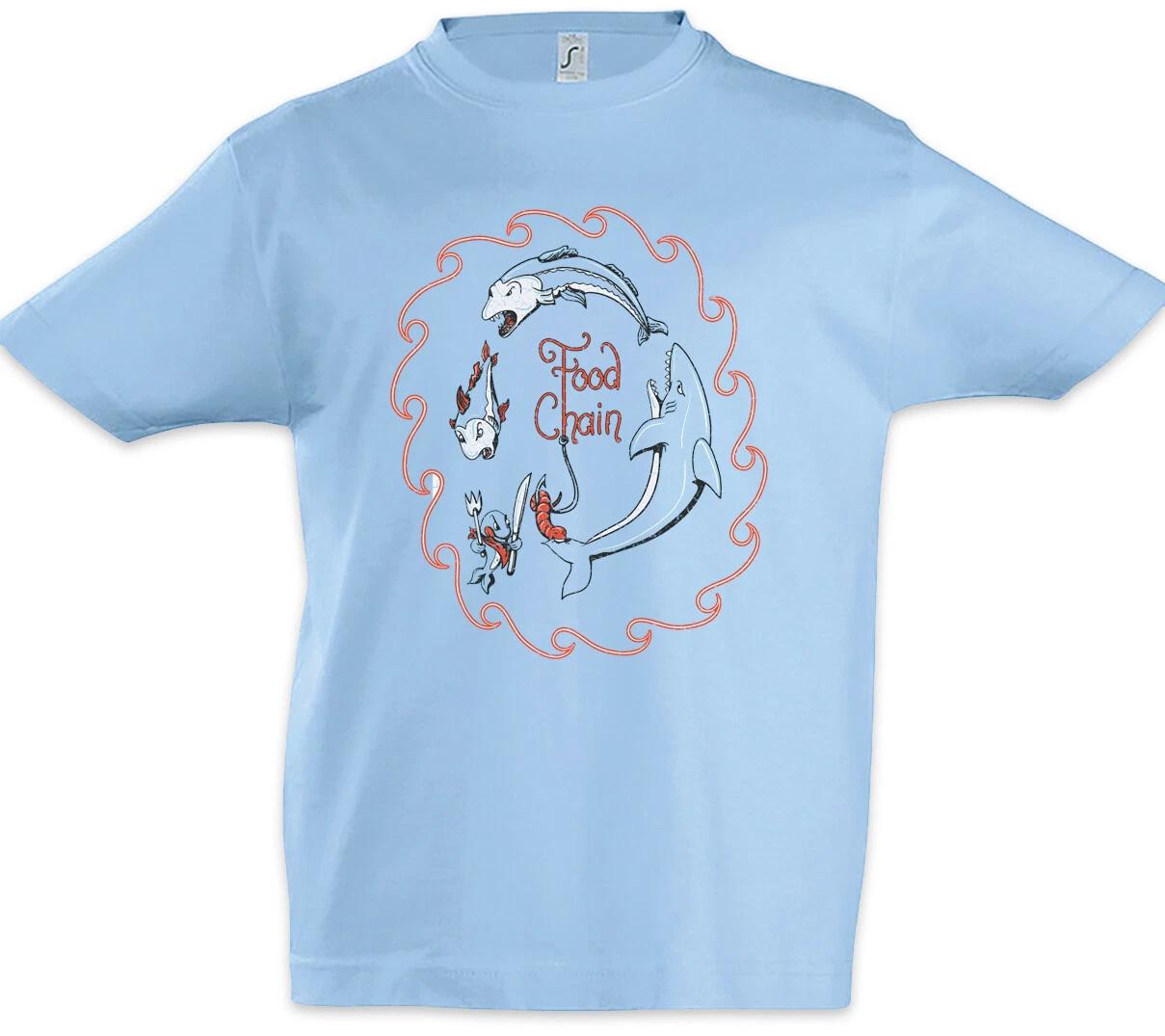 

Food Chain Kids Boys kids boys T-Shirt Shark Fish Fish Food Chain Surfer Diver 130