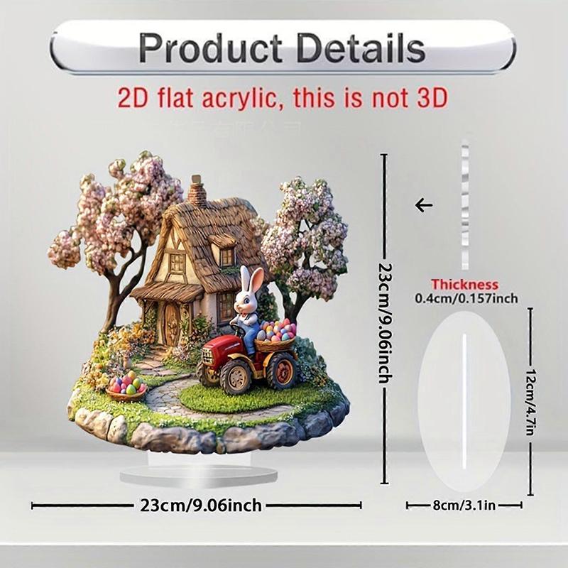 Bohemian Style 2D Acrylic Cute Easter Egg Rabbit Village DIY Decoration Festival Decor Desktop Ornament Easter Gifts For Bedroom