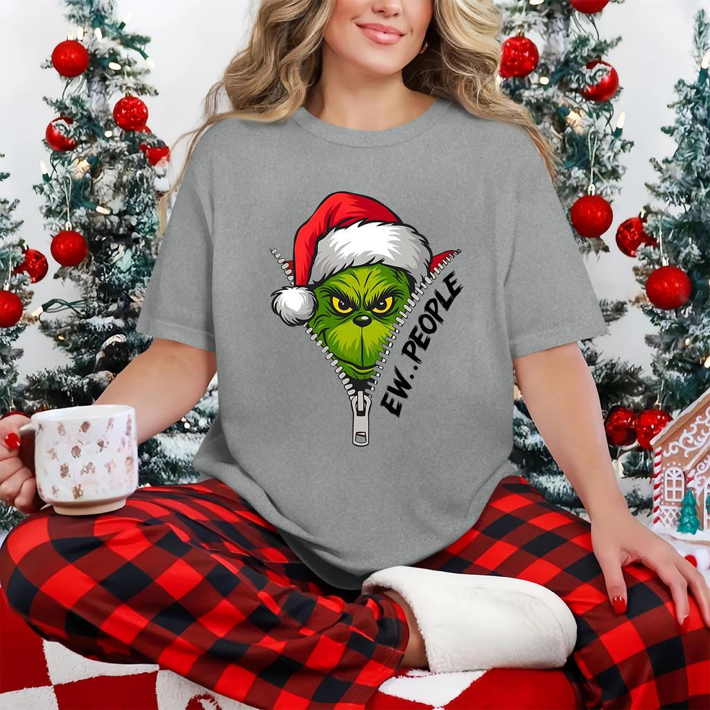 Women's Casual Printed T-Shirt Round Neck Pullover Short Sleeve Top