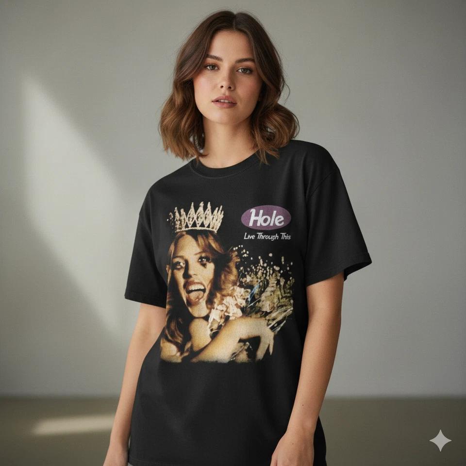 Hole Live Through This Vintage Band T Shirt Courtney Love Tee - S281 L фото