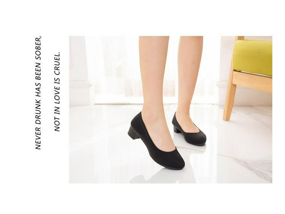 Stylish and Comfortable Women's Low-Heel Breathable Work Shoes with Soft Sole