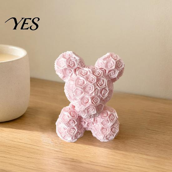 Integrated Molding Ornament Romantic Rose Ornament, Bear Decorative Sculpture for Healing Design Valentine Day Anniversaries Birthdays Multi-Scene Use