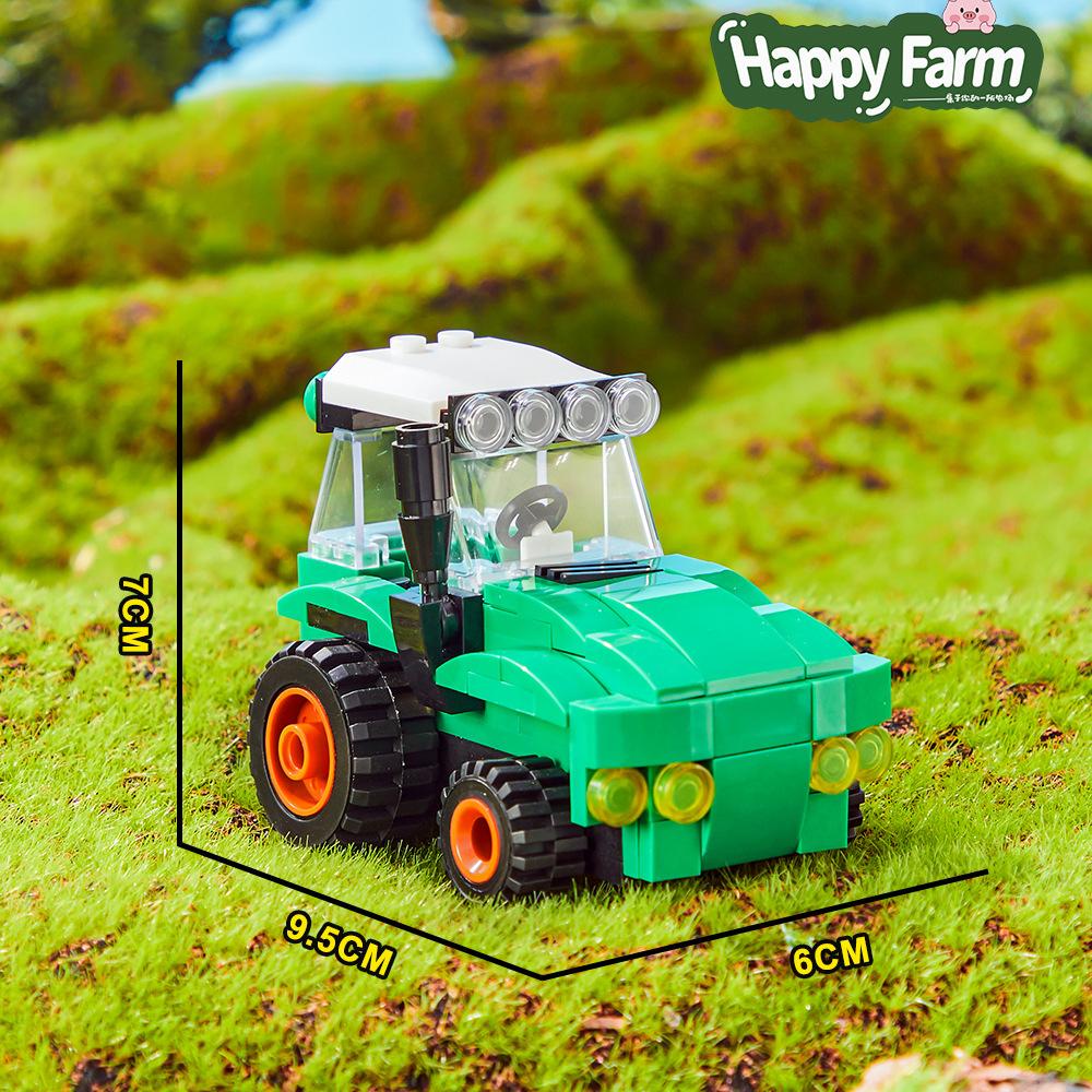 Happy Ranch MOC Building Block Set Toys Playsets Farm Scene Block Bricks Toys Playsets Pigsty Agricultural Operation Vehicles Compatible With