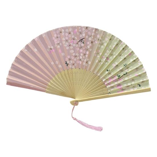Składany wachlarz z frędzlami Chiński bambus Ręcznie malowany kwiat z nadrukiem liści Rekwizyty do zdjęć z występów tanecznych