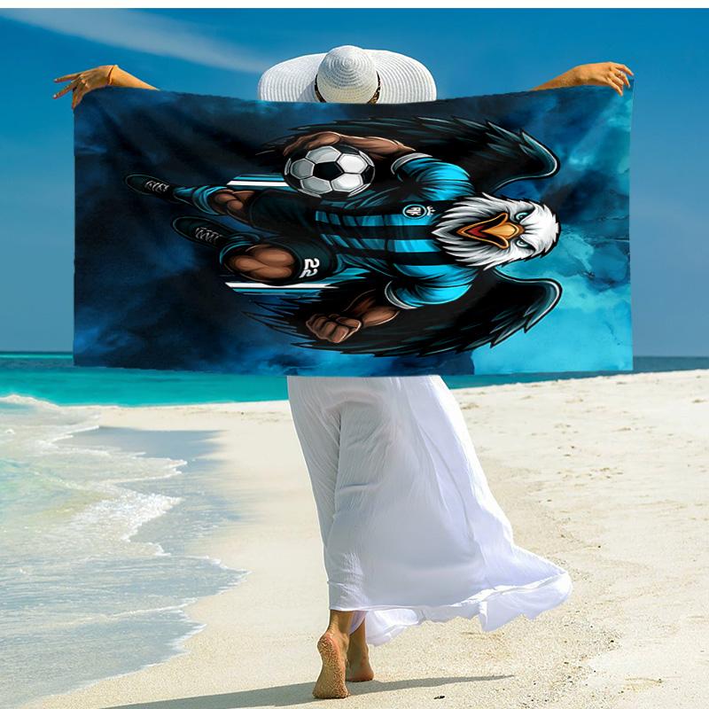 1pc Eagle Soccer Player Action Cartoon Quick Dry Microfiber Bath Towel for Swimming Surfing Camping Unisex Holiday. SJT7201152