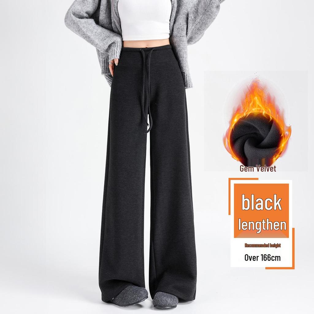 Winter 2026 Damen High-Waist Woll-Schlaghosen mit Plus Samt und Eleganter Drapierung