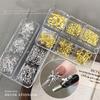 6Grids 3D Metal Stars Bowknot Butterfly Nail Art Charms Gold/Silver Starlight Rivets Nails Decorations Manicure Sequins Accessor
