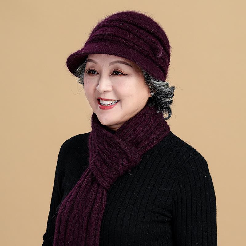 Herbst und Winter alte Mann Hut weiblich Winter alte Mann Oma Mutter Hut Kaninchenfell Plüsch warm gestrickt Wollhut