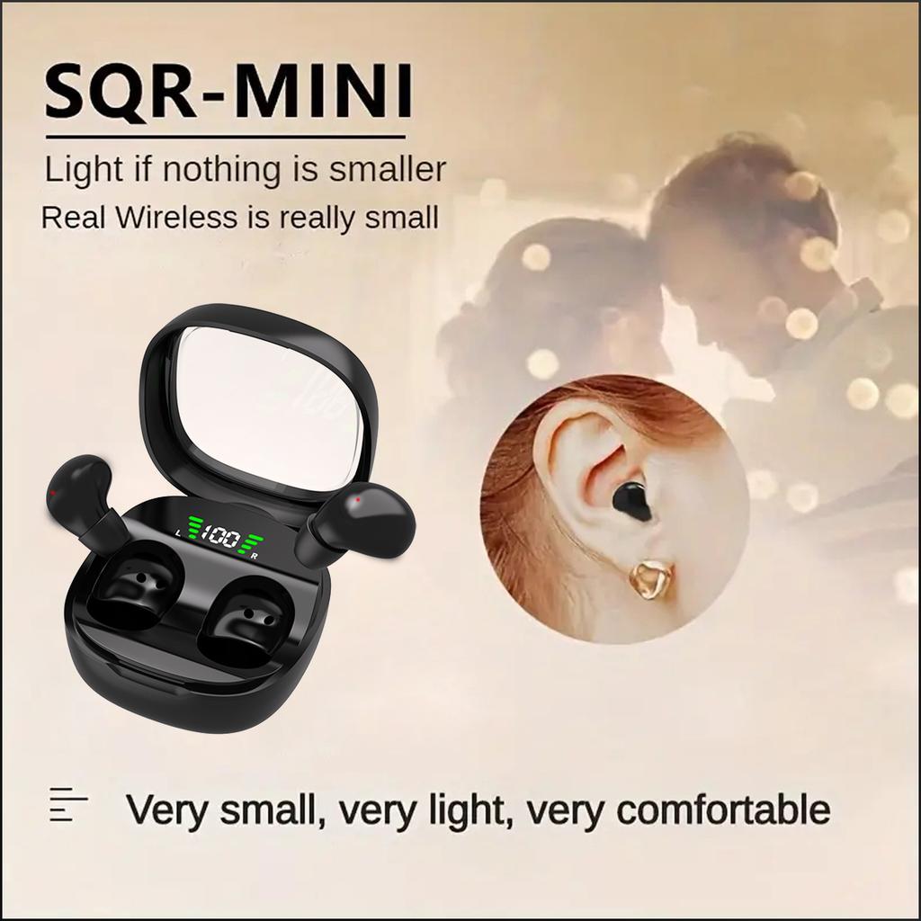Mini Bluetooth Earbuds, Sleep Comfort, Slim In-Ear Noise Cancelling with Power Display, Long Playtime