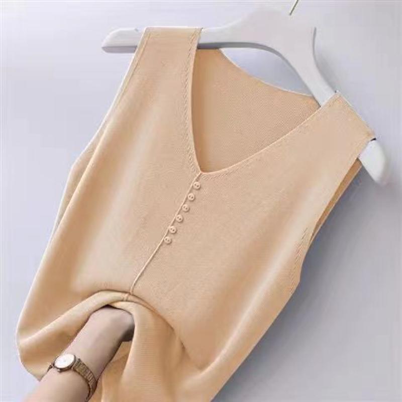 Neue Mode Sommer frauen Große Größe Ärmellose Eis Seide Leibchen Lose V-ausschnitt Kurze Bodenbildung Shirt Top Weste