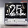 1 2D Flat Polyester 25th Anniversary Party Banner - Shiny Numbers Party Decorations