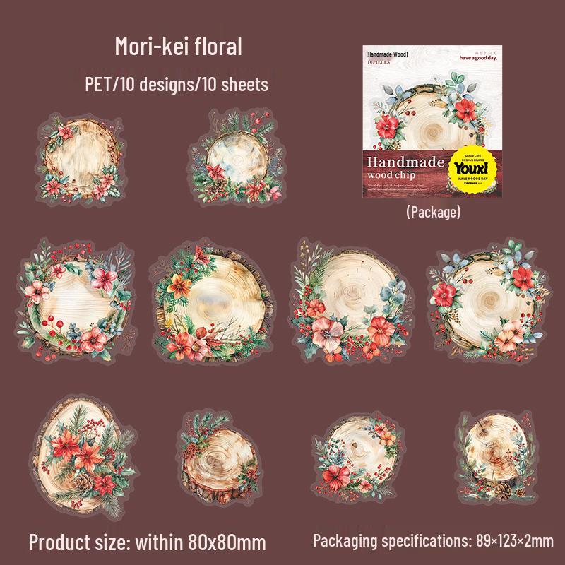 Retro Stained Glass Window PET Sticker Set: A Wonderful Day Series, 10 Sheets with 6 Designs for Journal Decoration.