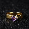 Color Treasure Ring S925 Sterling Silver Inlaid Natural Square Amethyst Niche Design Simple And Stylish Open Ring