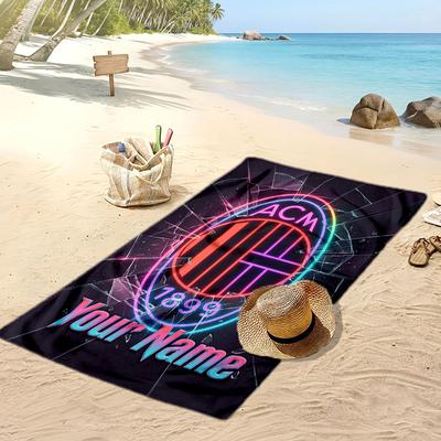 AC Mailand Personalisiertes Bedrucktes Strandtuch Fußballlogo Unterstützung Benutzerdefinierter Name Text Absorbierendes Handtuch Für Sport Reisen Besonderes Geschenk