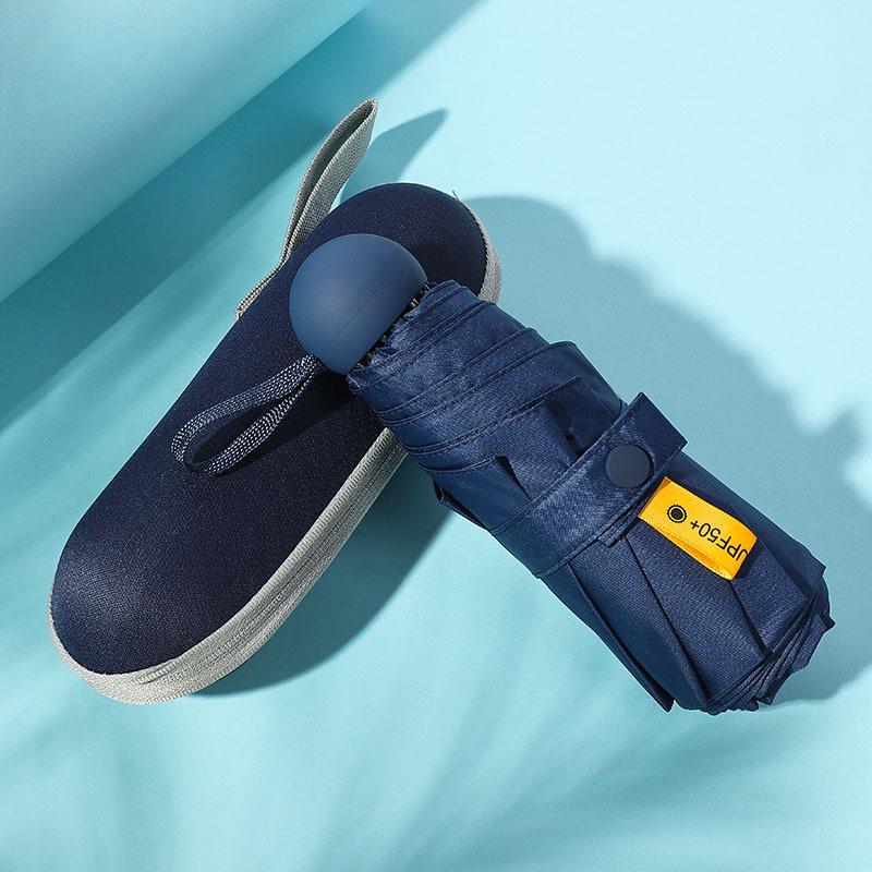 Kompakter ultraleichter fünffach faltbarer Vinyl-Sonnenschirm für Sonne und Regen