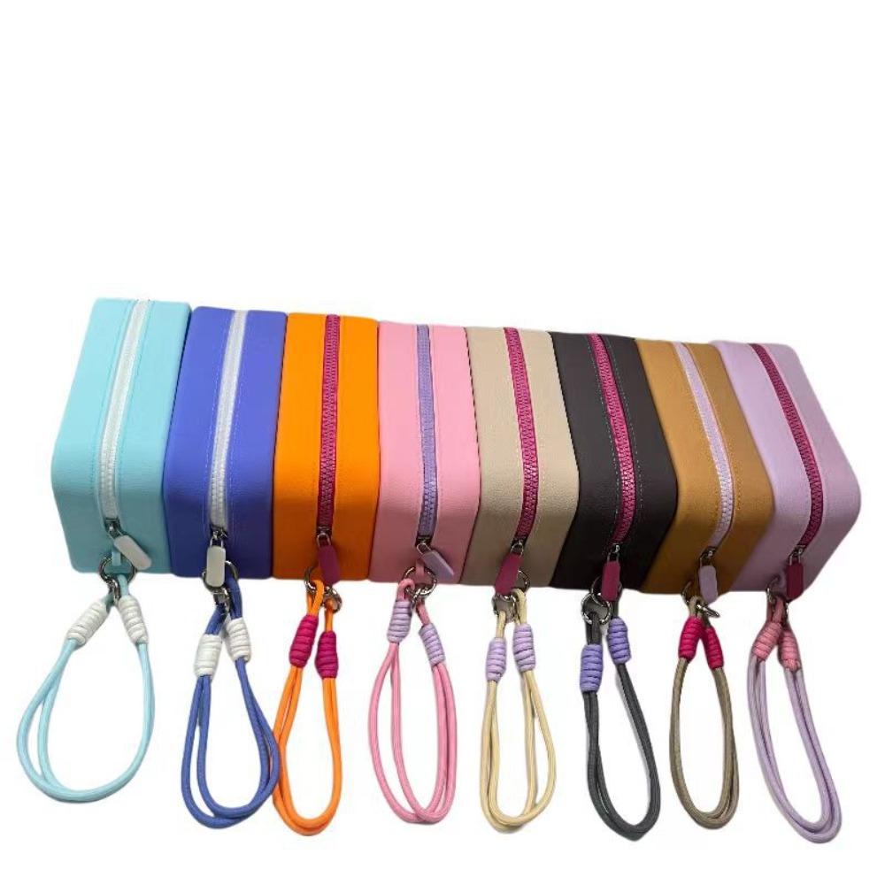 Reißverschluss Geldbörse Einfarbig Kosmetiktasche Fashion Square Brieftasche Kopfhörer