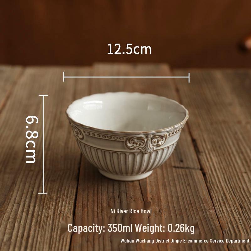 Retro Chinese High-Temperature Resistant Ceramic Bowl – Versatile for Rice, Noodles, Desserts, Soups