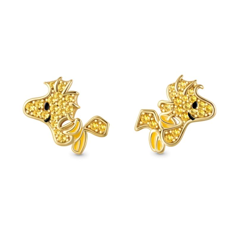 New 925 Silver Stitch Donald Duck Minnie Earrings With Zirconia Fashion High Quality Jewelry for Women Girls