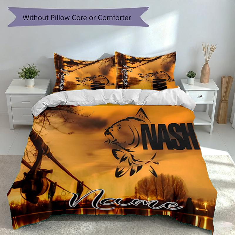 3pcs Custom Name Nash logo Set,Includes 1 Duvet Cover and 2 Pillowcases,All-season Bedroom Decor