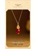 S925 Sterling Silver Fu Gourd Carnelian Pendant Necklace - Women's Chinese Style, Elegant Fresh Fashion Clavicle Chain