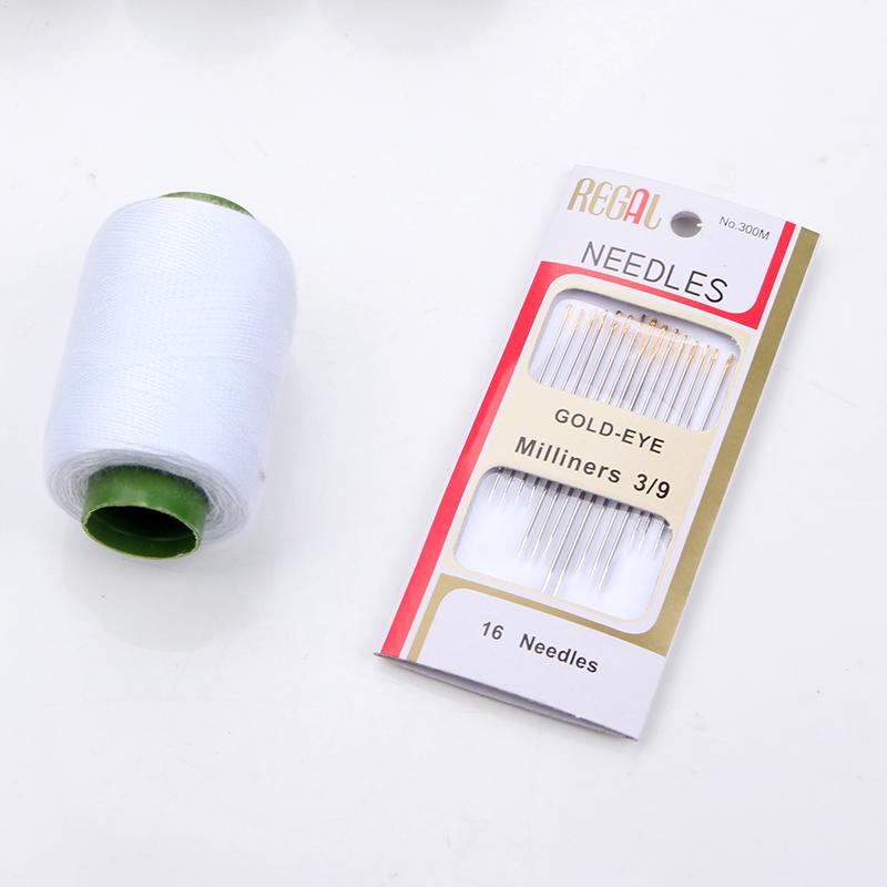 Polyester Sewing Thread Set: White, Black, Colored Threads & Needles for Hand & Embroidery Sewing