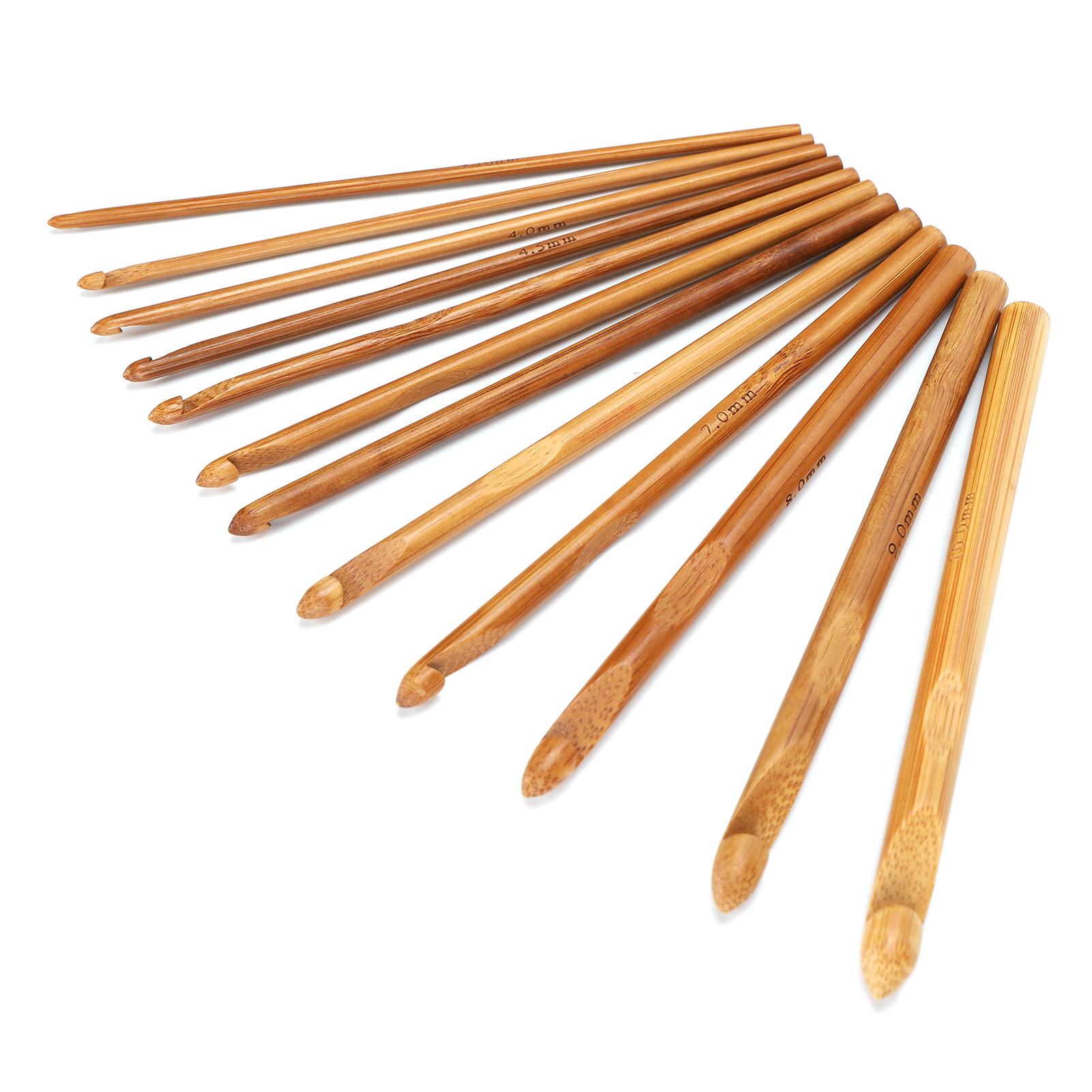 

12 шт. крючков для вязания цилиндрические карбонизированные бамбуковые спицы набор принадлежности для вязания свитера