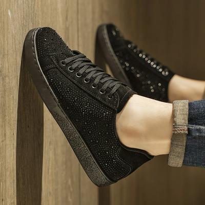 2025 New Men's Diamond Flash Sneakers Comfortable Breathable Flat Sole Travel Student Casual Matte Black Trendy Footwear Tenis