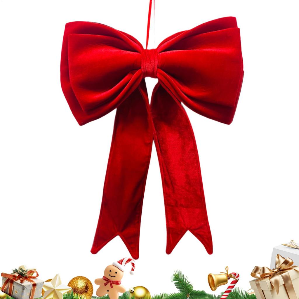 Christmas Velvet Bows 19x25 Inch Seasonal Decoration Hangable Holiday Decorations for Front Door Office Wreath Staircase Window