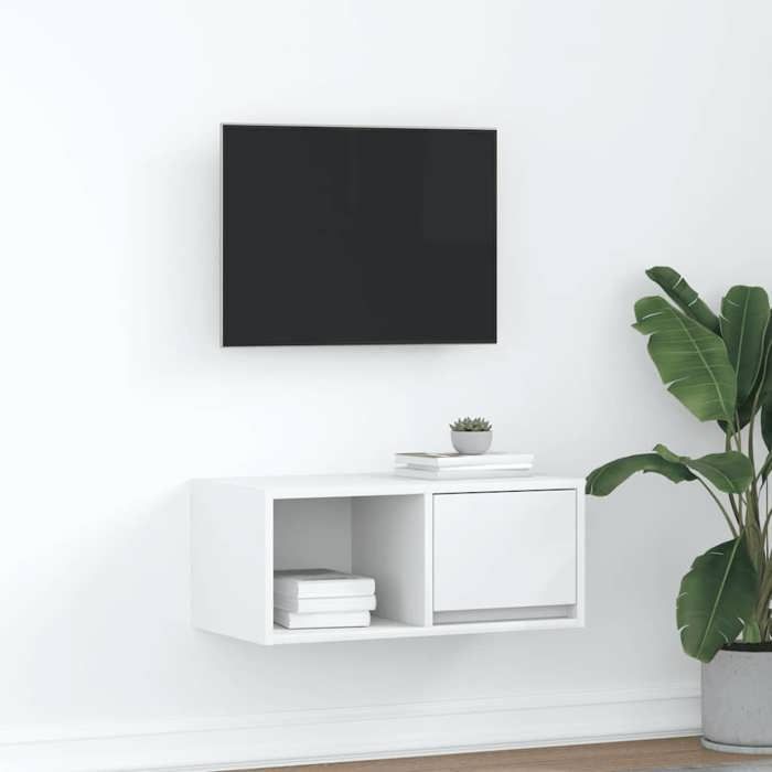 VidaXL Meuble TV blanc 60x31x25,5 cm bois d'ingénierie, banc TV, meuble hifi, centre de divertissement, buffet TV, meuble 861436
