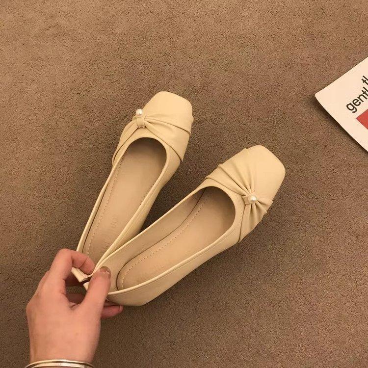 

Французские вечерние туфли Мэри Джейн на низком каблуке, новая универсальная обувь на плоской подошве для юбки, туфли бабушки, женские туфли для мамы 40