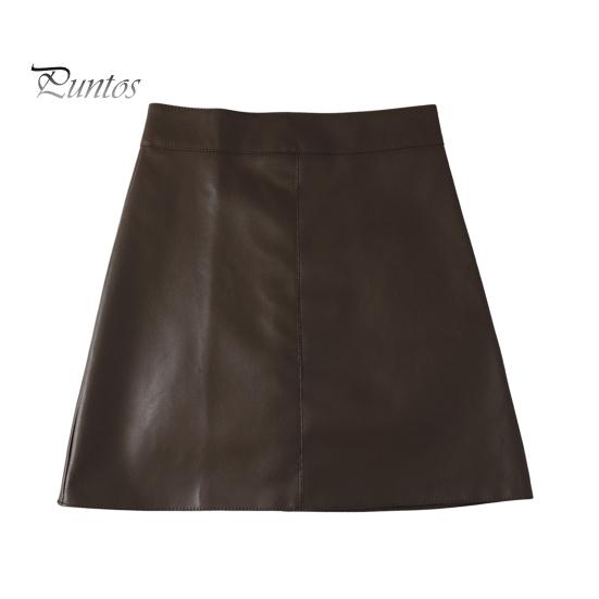 

Мини-юбка А-силуэта с высокой талией, однотонная женская юбка, осень-зима, ветрозащитная юбка с запахом на бедрах, повседневная одежда M кофейный