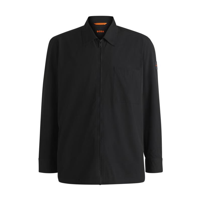 BOSS Men's Loose Fit Logo Patch Shirt Jacket
